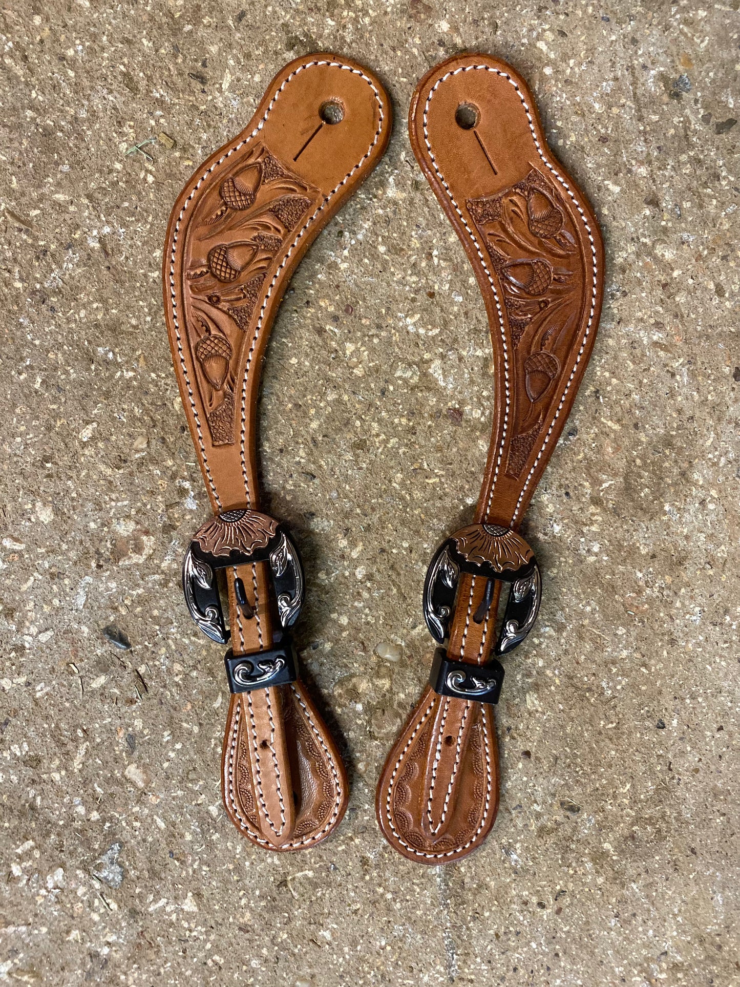 Acorn Spur Straps w/ Flower Buckle