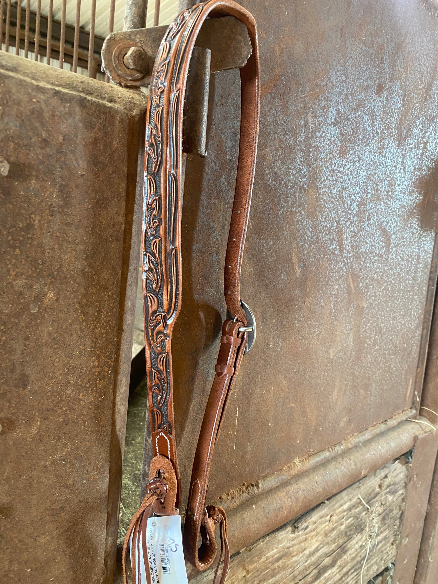 Light oiled tooled one ear head stall