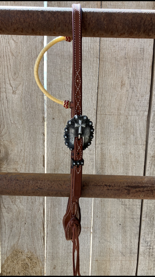 Headstall one ear rawhide Cross buckle