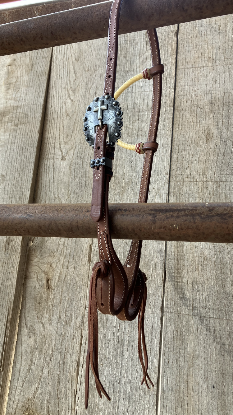 Headstall one ear rawhide Cross buckle