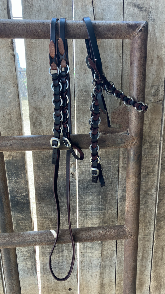 Ring and leather headstall and rein