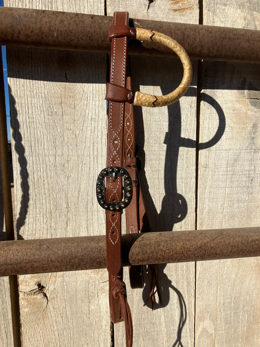 One ear headstall with rawhide ear