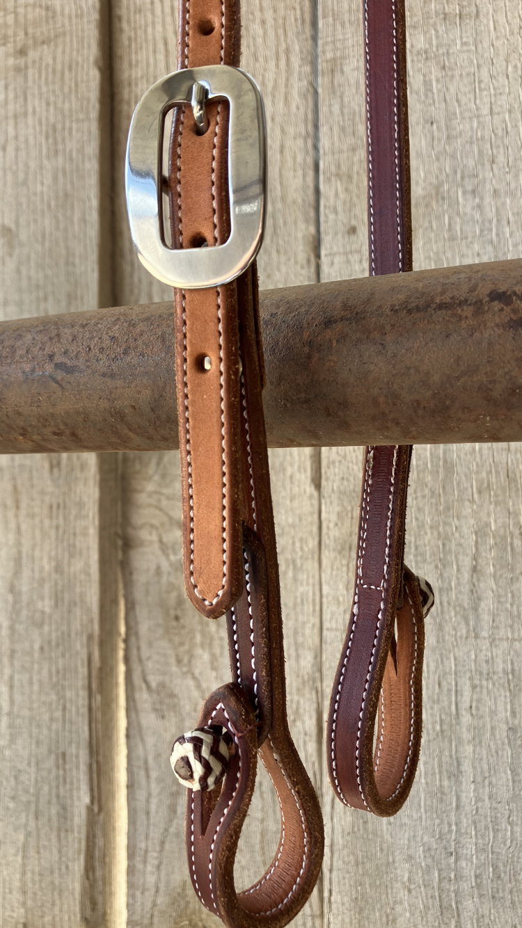 Headstall one ear rawhide with button connect