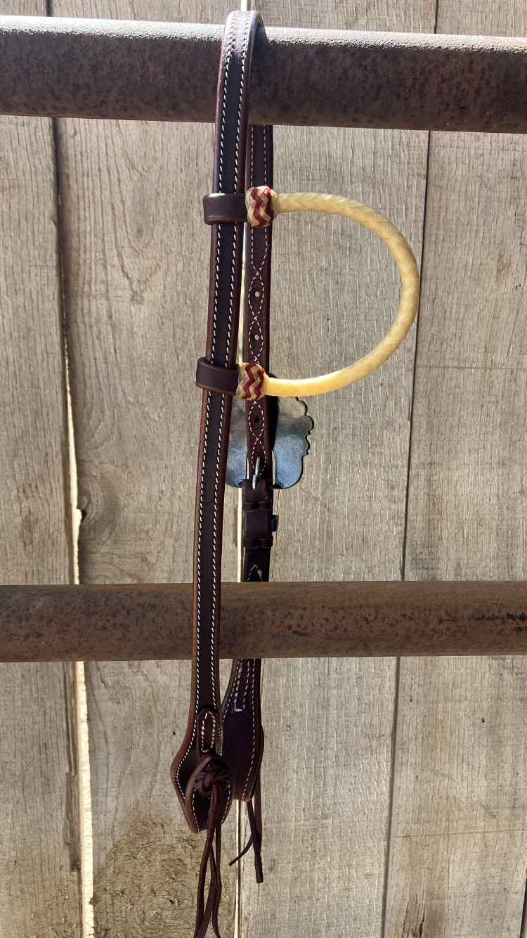 Headstall one ear rawhide star buckle