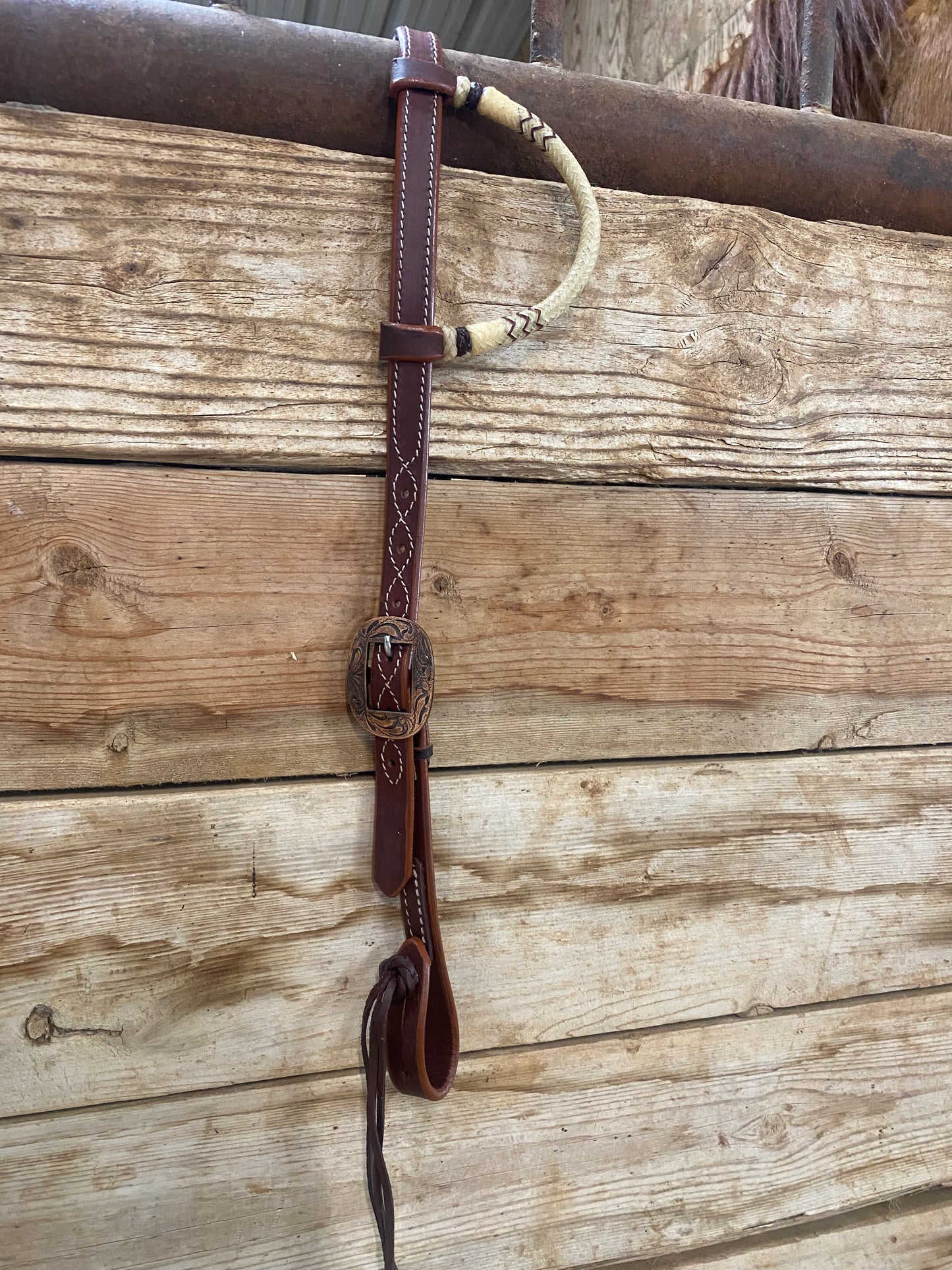 Copper Buckle Rawhide Slide Headstall