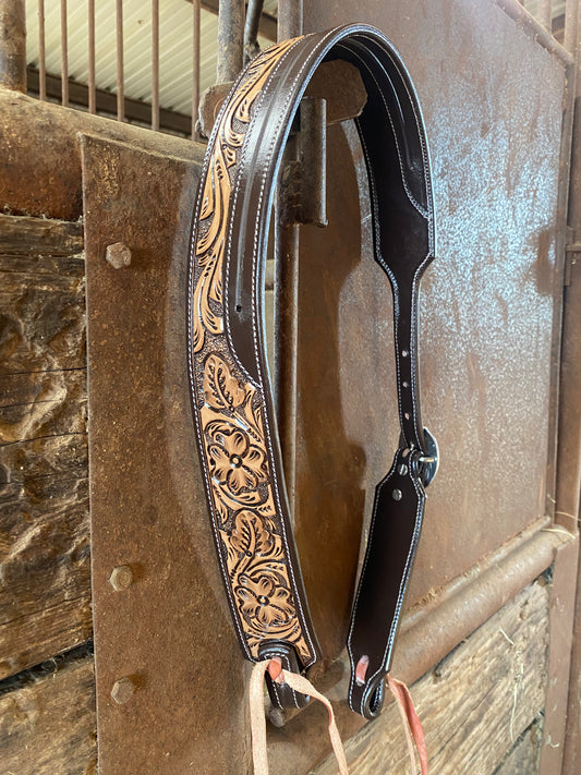 Antiqued Floral Tooled Headstall