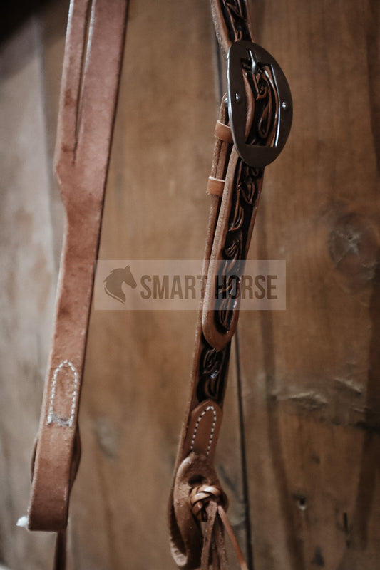 Light oiled tooled one ear head stall