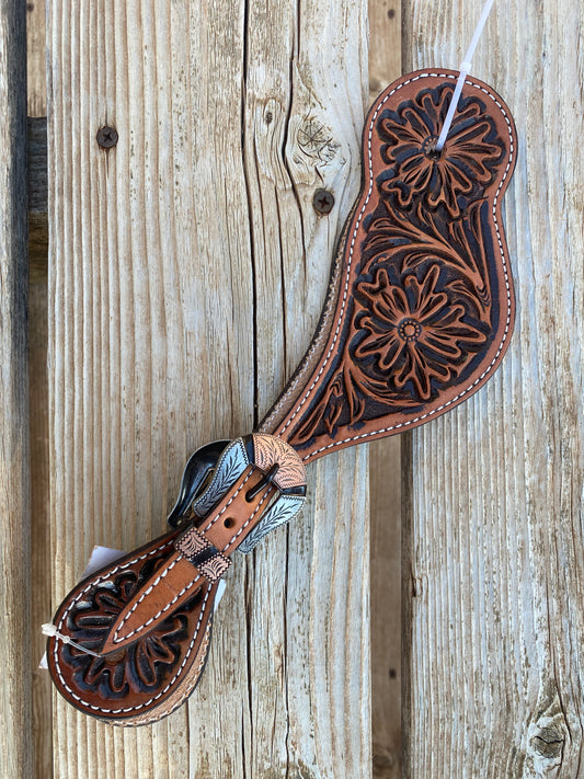 Floral Tooled Spur Straps