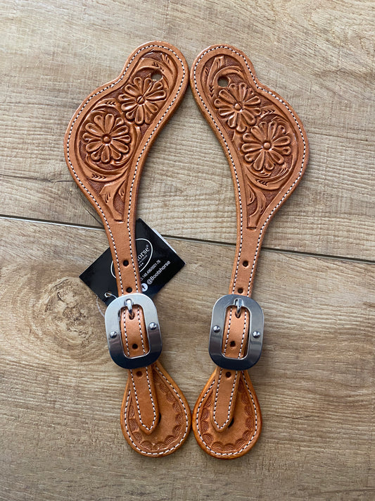 Floral Tooled Spur Straps