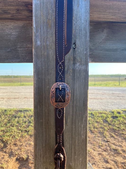 Dark oiled one ear headstall