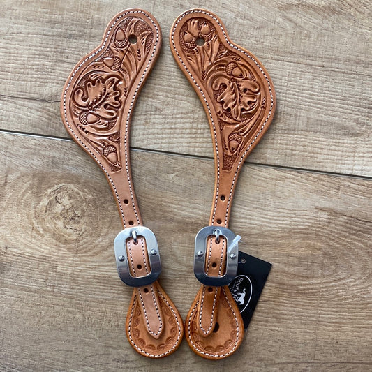 Acorn & Floral Tooled Spur Straps