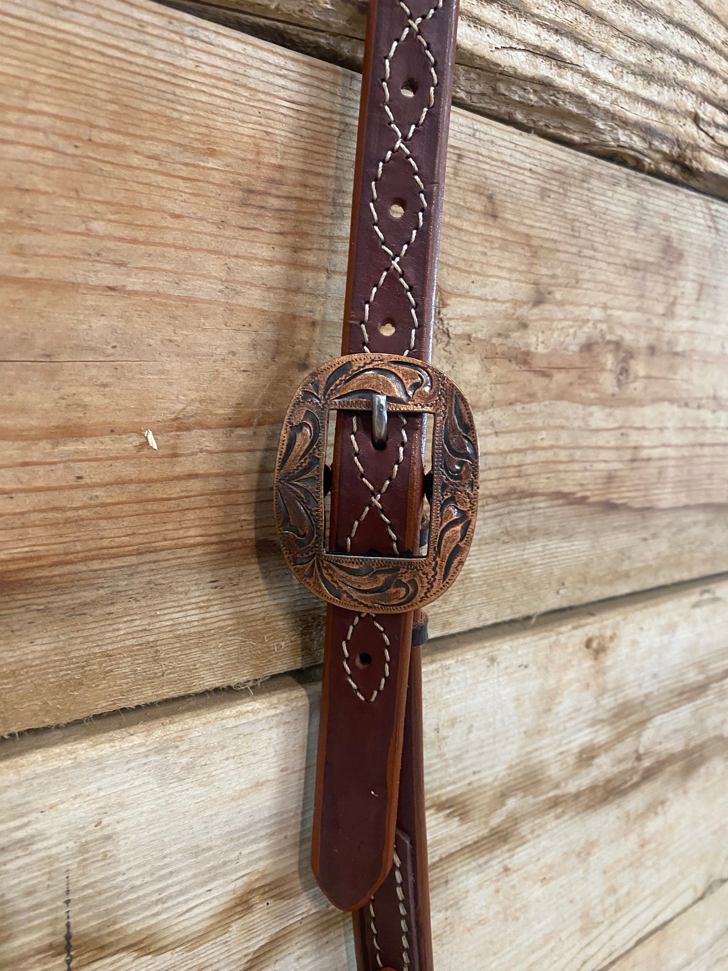 Copper Buckle Rawhide Slide Headstall